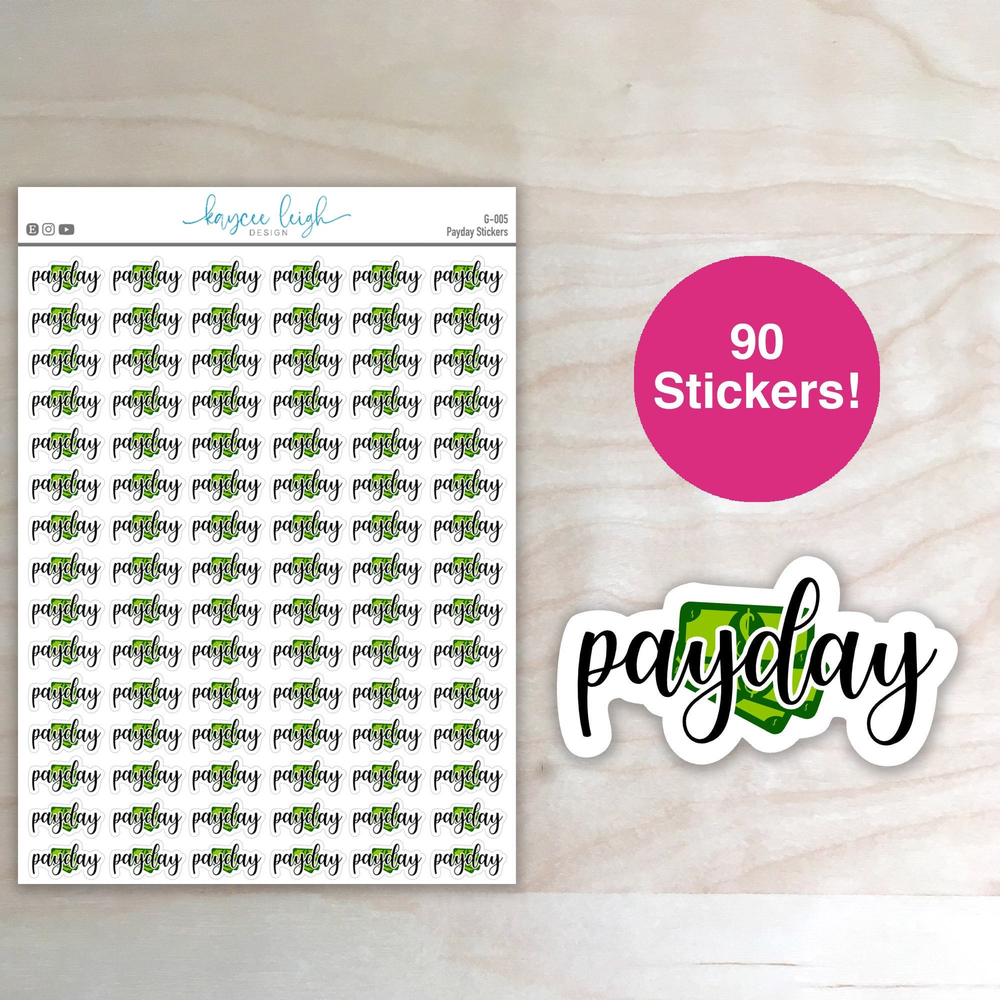 Payday Planner Stickers for Use in Planners, Notebooks, Bullet Journals