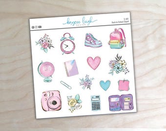 Back to School Clipart for use in Planners, Notebooks, Bullet Journals, etc. | S-001