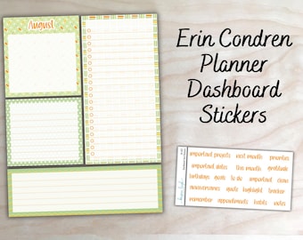 EC Planner Dashboard Stickers for 7x9, 8.5x11, A5, & Softbound 8x10 Erin Condren Planners | Text Stickers | M-057