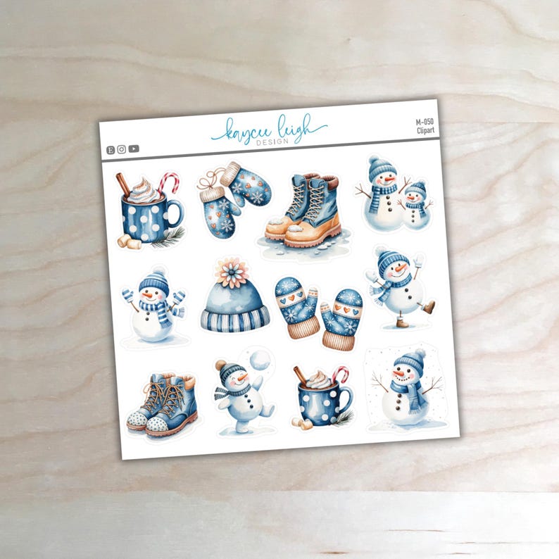 Cute Snowman Winter Clipart for Use in Planners, Notebooks, Bullet ...