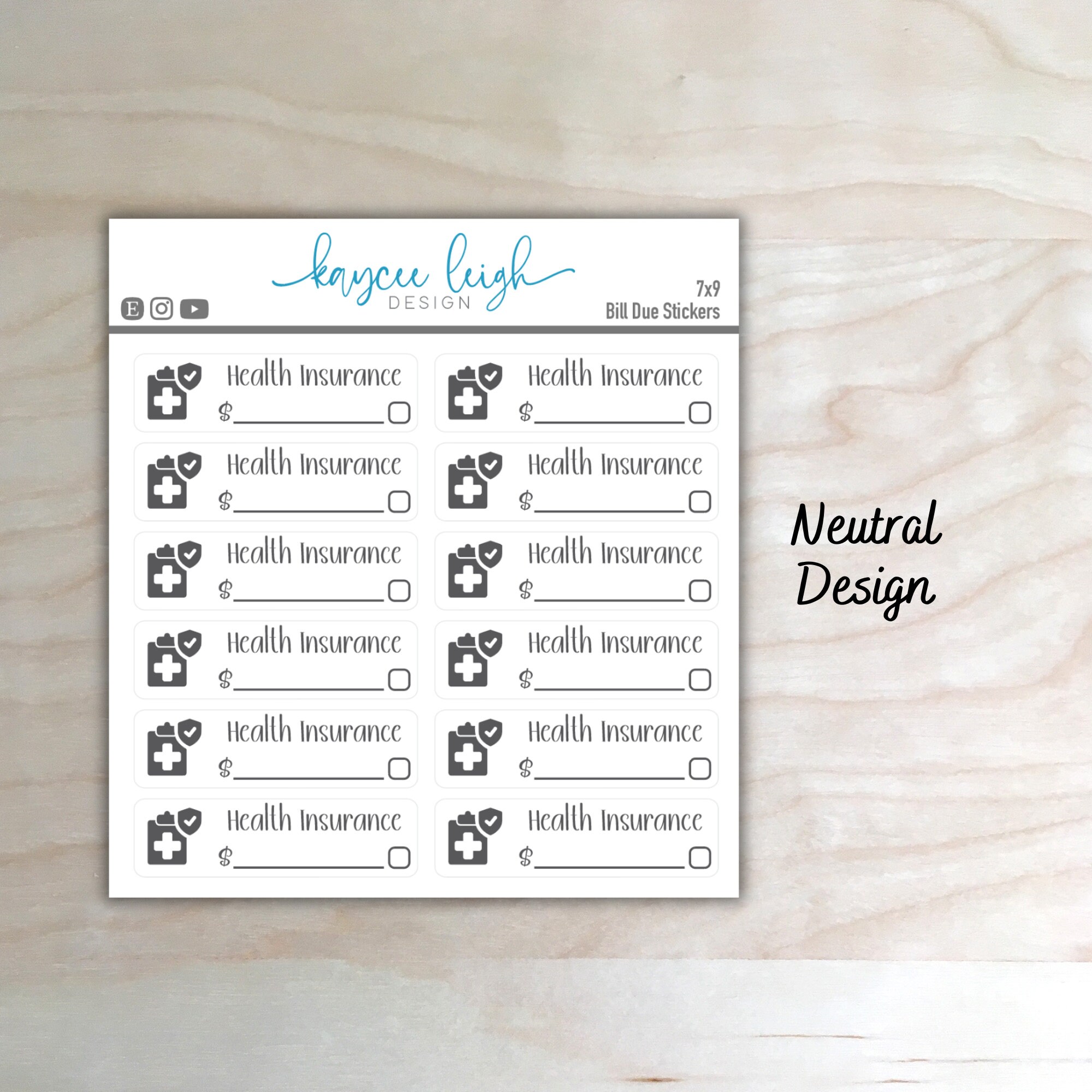 Health Insurance Bill Due Planner Stickers | Colorful or Neutral | A5 ...