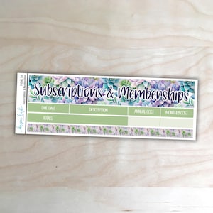Subscriptions and Memberships Stickers for A5, 7x9, and 8.5x11 Planners | Y-054