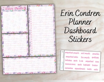EC Planner Dashboard Stickers for 7x9 and 8.5x11 Planners | Choose Month | Text Stickers | S-001