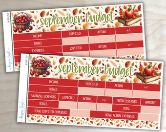 September Budget Stickers | 3 Layouts | A5, 7x9, and 8.5x11 Planners | M-058