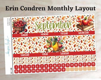 Erin Condren Monthly Layout Sticker Kit for A5, 7x9, and 8.5x11 Planners | 8x10 Softbound | M-058