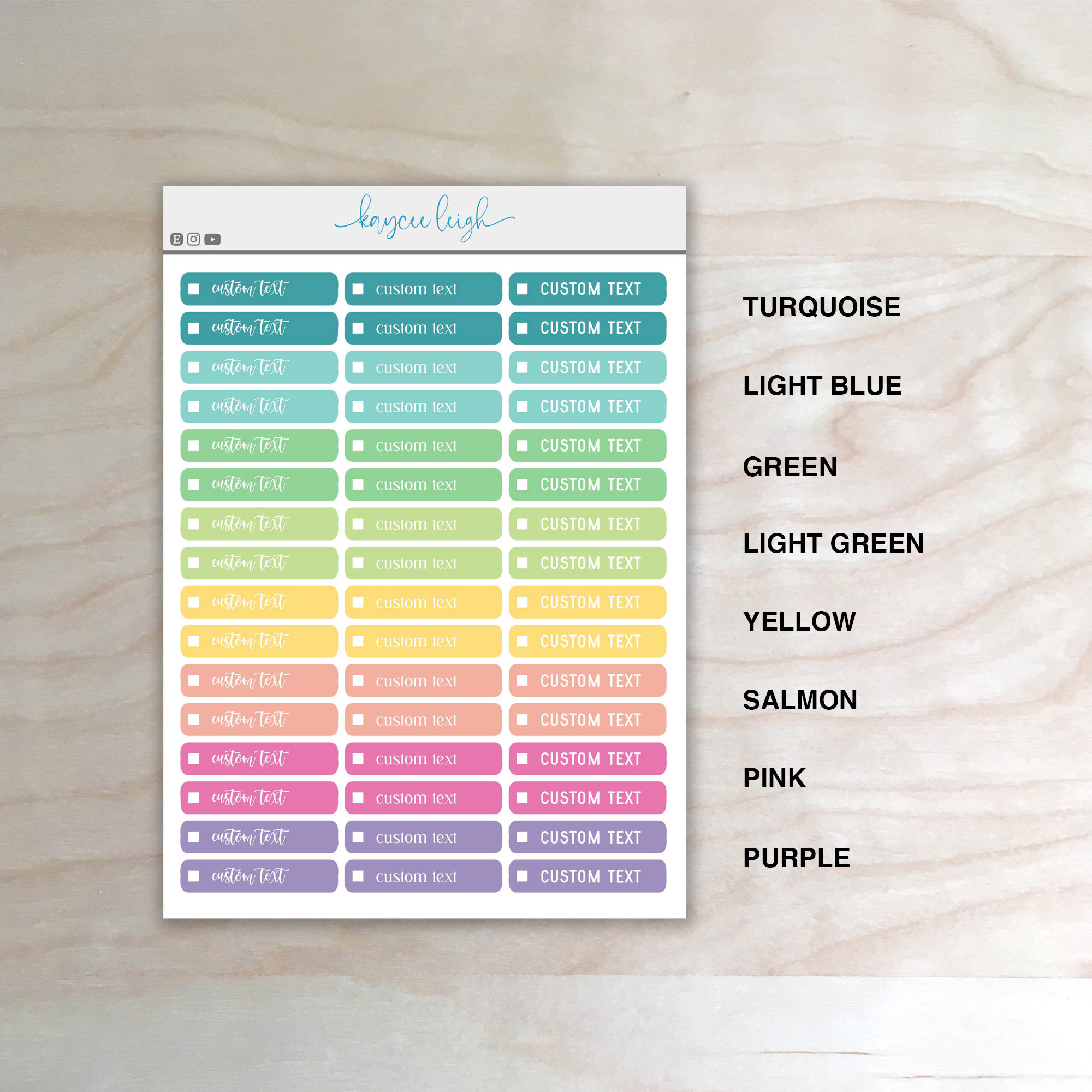 CUSTOM TEXT Checkbox Stickers for Planners, Notebooks, Bullet Journals ...