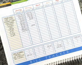 BILL TRACKER STICKERS : 2 colors, 1 black, printed version. Fits Erin Condren 7x9 LifePlanner and Deluxe Monthly