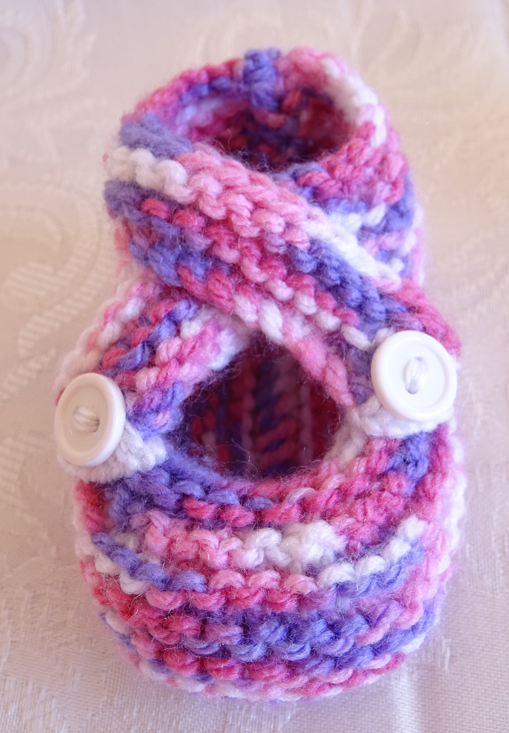 Knit Pink and Purple Baby Girl Shoes, Pink Baby Girl Booties, Gender