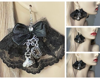 HURRY! 50% Off FLASH Sale Earrings, Vampire's Lover, FREE Shipping Available, Corset, Chemise Petticoat, Victorian Undergarments, Fangs Sexy
