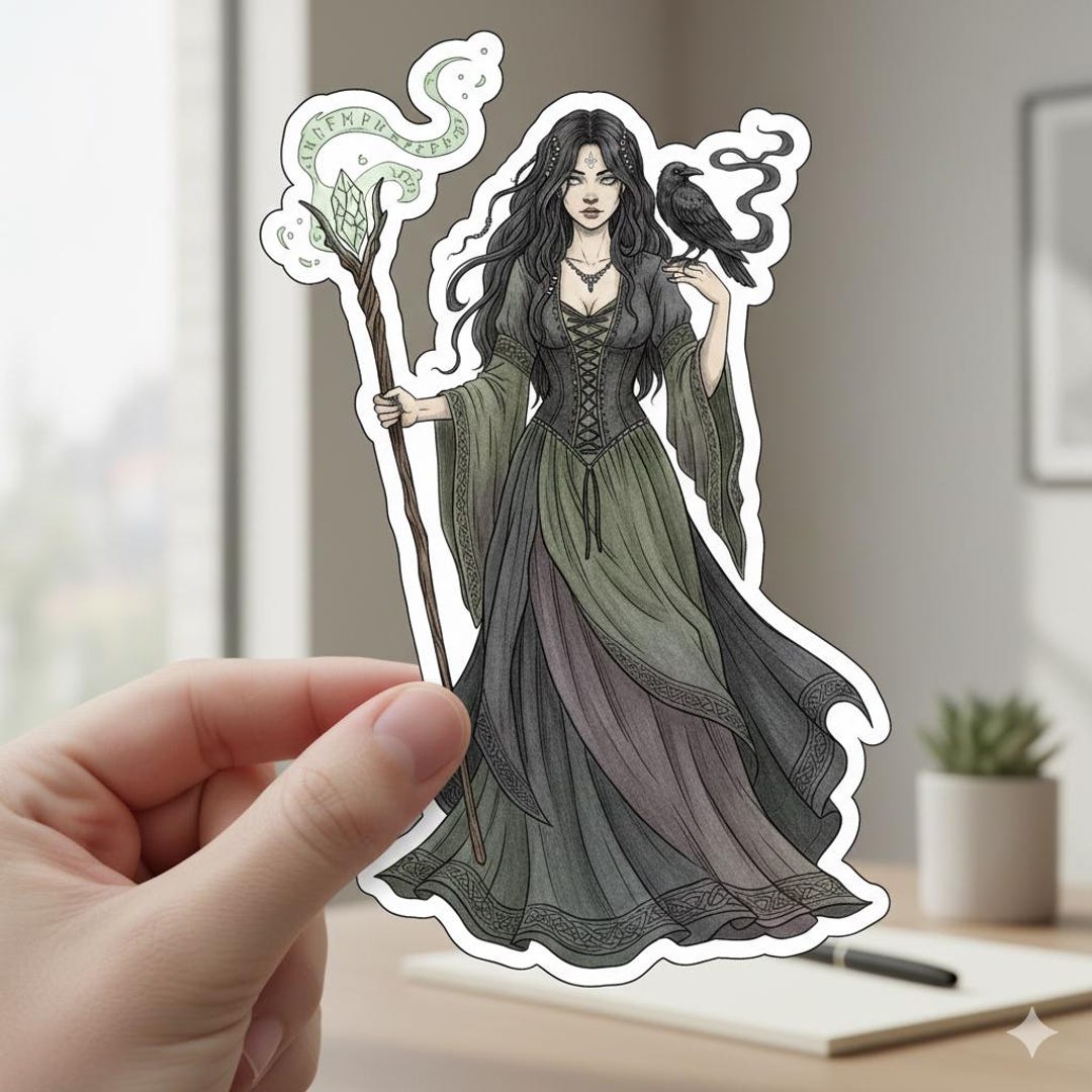 Cute Witch Sticker | Fantasy Witchy Women Sticker | Gothic Witchy Girl ...