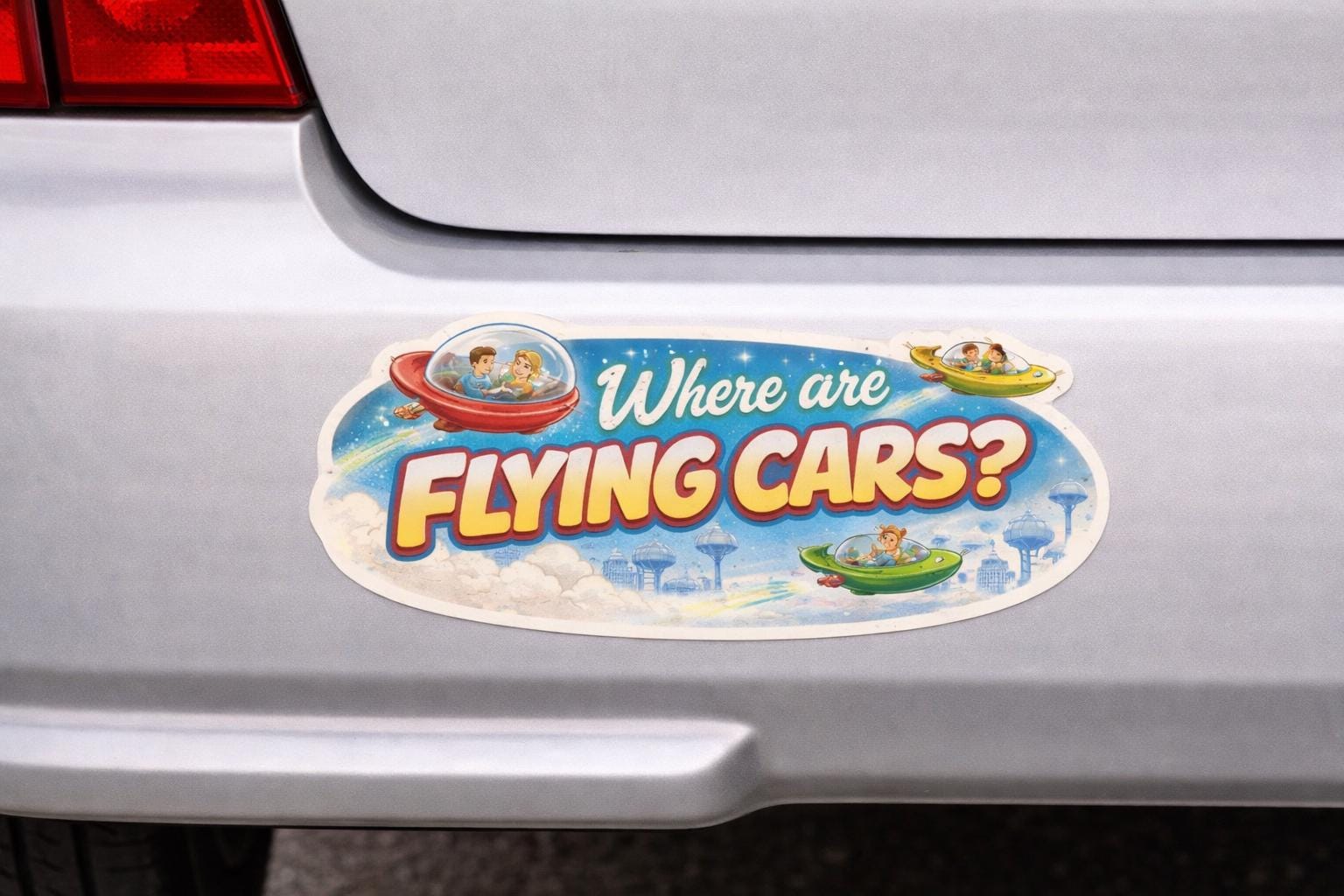 Cute Car Bumper Sticker Flying Car Bumper Sticker | Funny Where Are ...