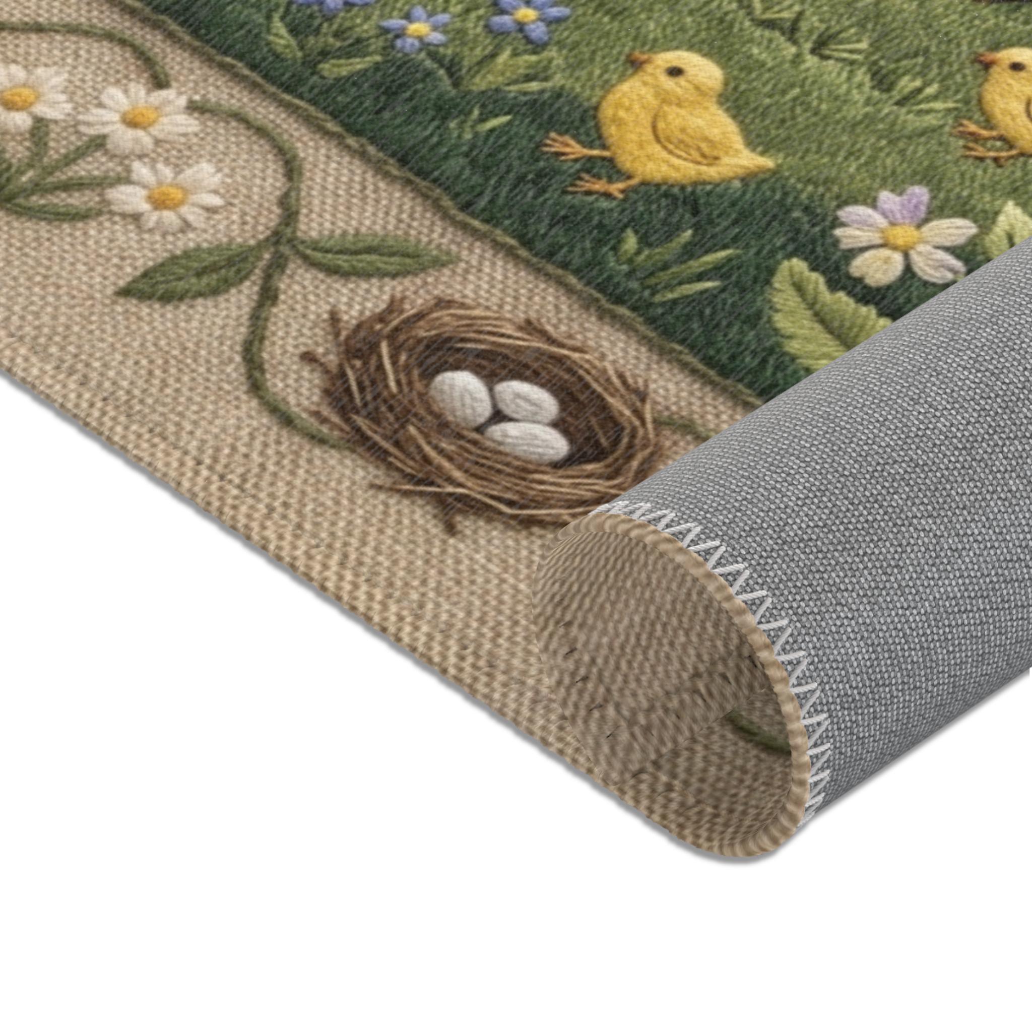 Country Cottage Chicken Scene Area Rug | Farmhouse Kitchen Mat ...