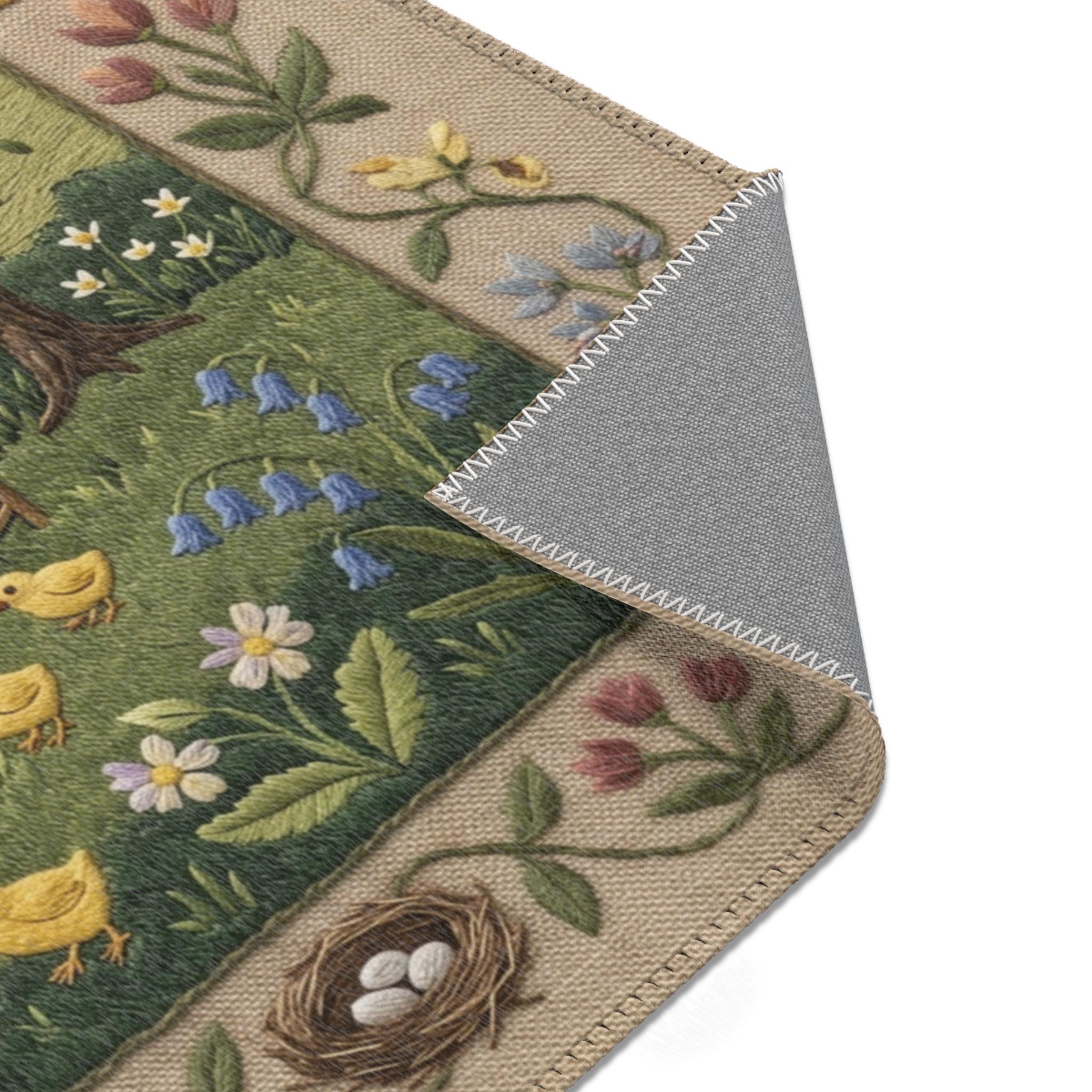 Country Cottage Chicken Scene Area Rug | Farmhouse Kitchen Mat ...