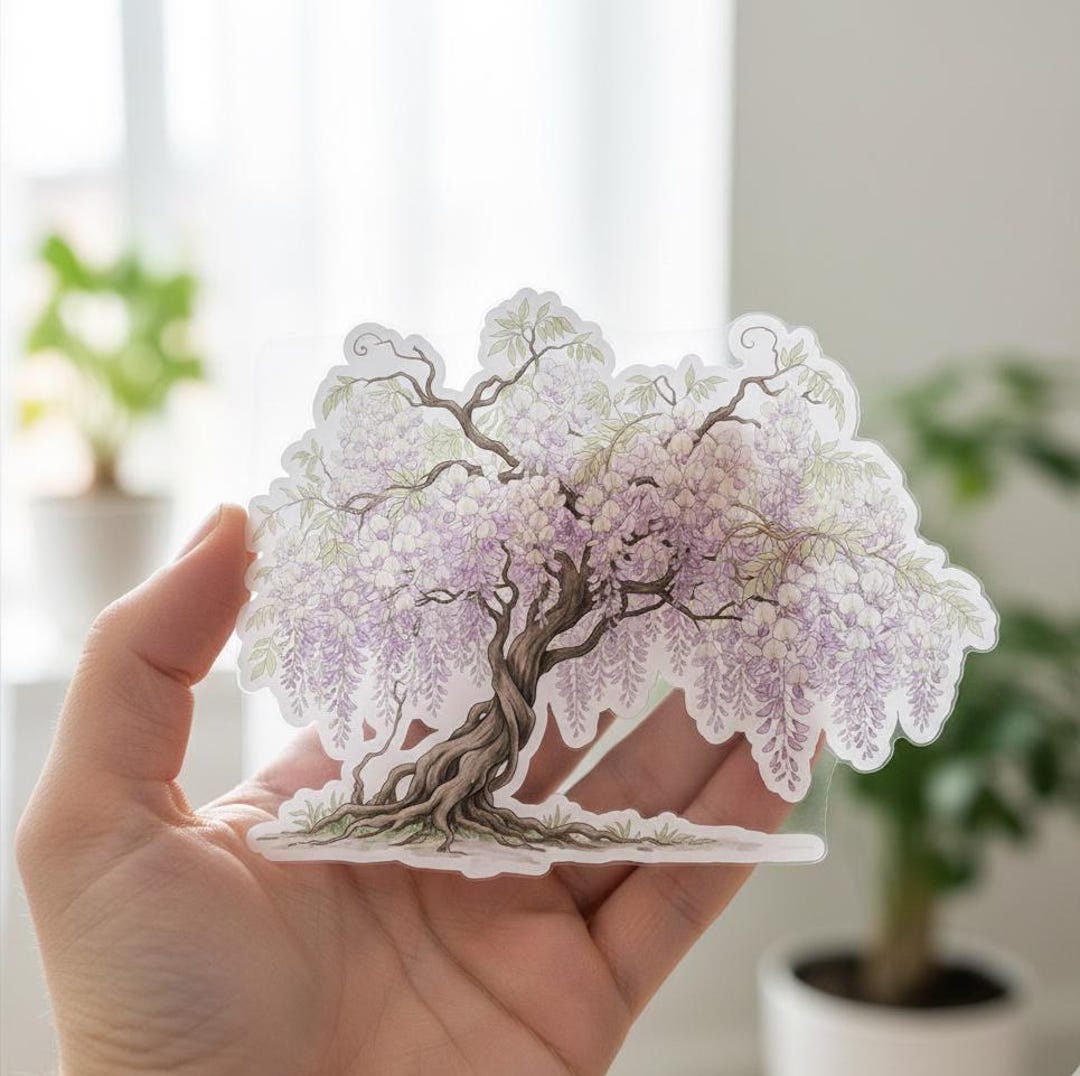 Colourful Tree Window Sticker Beautiful Wisteria Flower Tree Sticker | Fantasy Flower Sticker | Cute ...