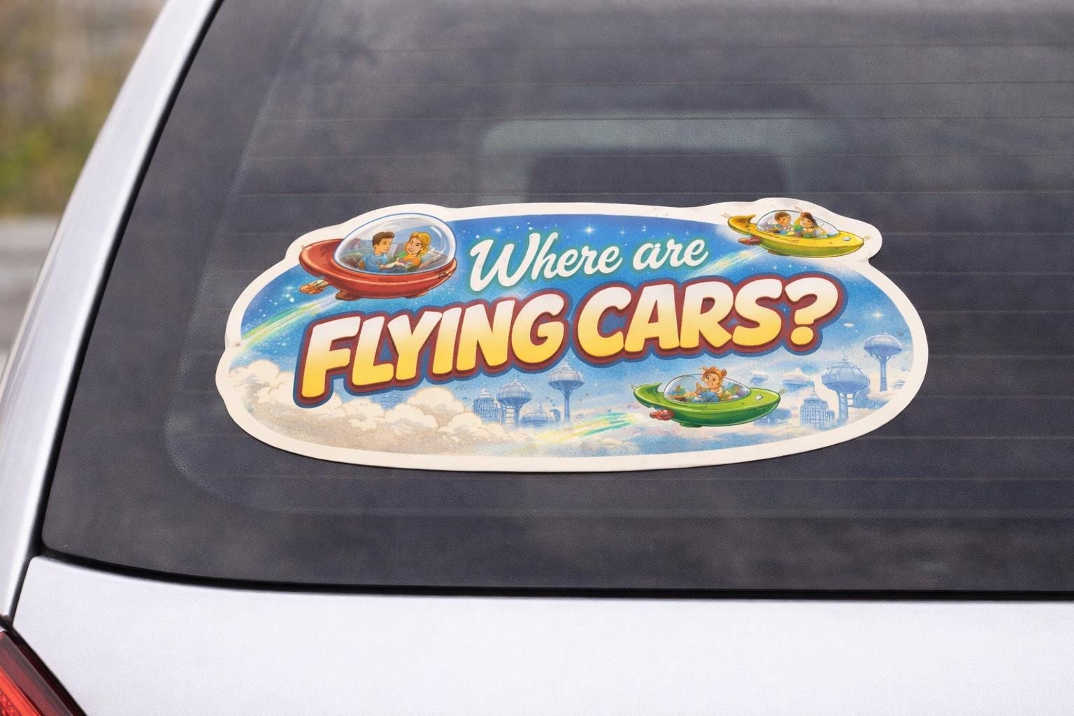 Cute Car Bumper Sticker Flying Car Bumper Sticker | Funny Where Are ...