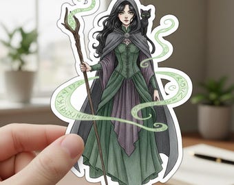 Good witch sticker | fantasy witchy girl sticker | gothic women sticker | wicked witch sticker cute witchy sticker | magic witchy sticker