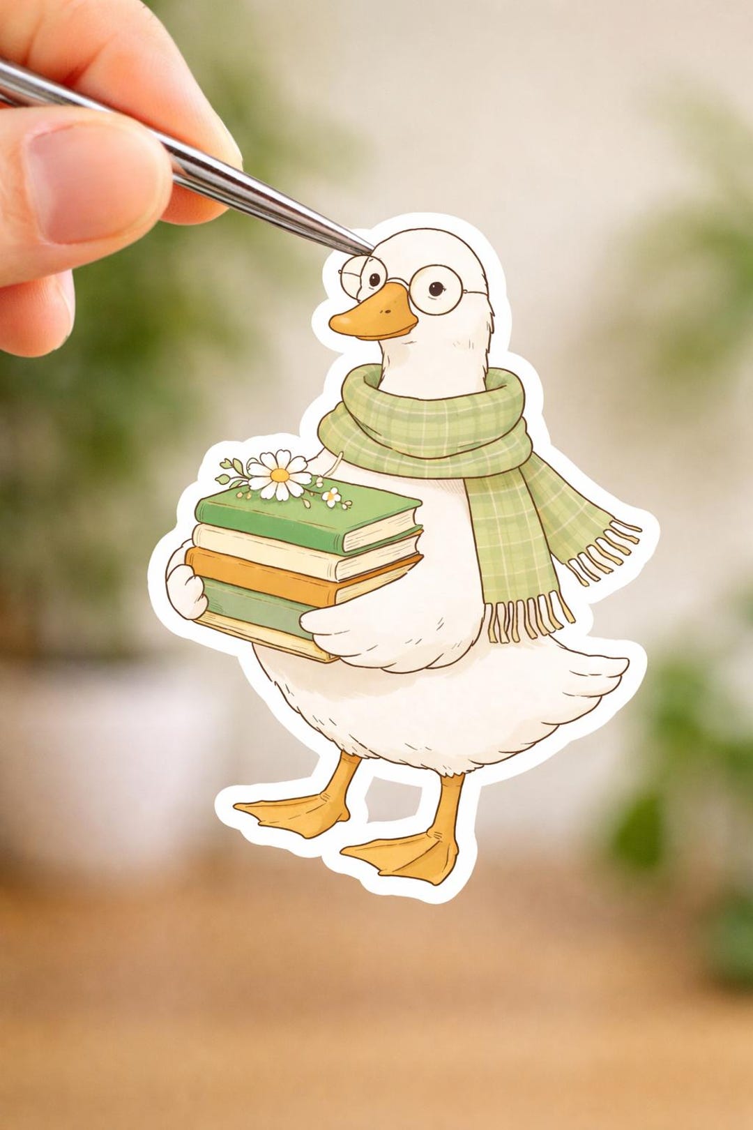 Cute Goose With Book Sticker | Silly Goose Cute Goose Bookish Sticker ...
