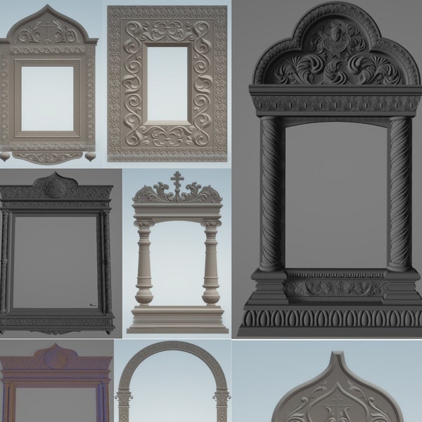 3D STL Models Religious icons and Frames 21 Pcs Deco for CNC Router Aspire Artcam  Engraver Carving 3D Design Digital Product