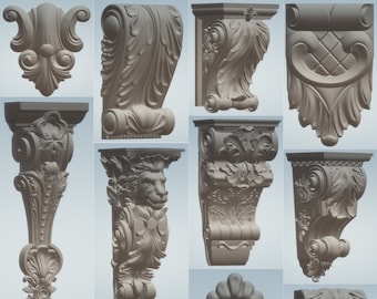 木製彫刻コーニス型装飾品　ロココ調モールディング　2個 木製彫刻コーニス型装飾品 ロココ調モールディング 2個