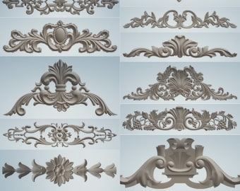 3D STL Models Moldings for Decoration 100 Pcs Router Engraver Carving STL Designs for ArtCAM Vectric Aspire 3d model ornamental 3