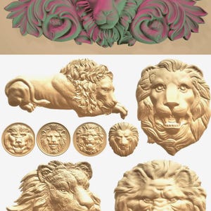 Modelli STL 3D Lion Deco per intaglio tramite router CNC (prodotto digitale) - X025