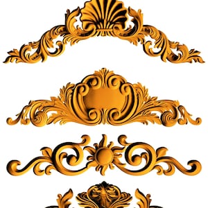115 Ornamental Baroque and Rococo Decor Collection Classical Scrollwork Frames & Decorative Elements 3D STL Ornamental Moldings Carving