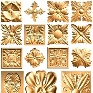 91 florale STL-Modelle für CNC-Fräsen, Rosenrelief-Schnitzdateien, 3D-Holzschnitzmuster, botanische Dekorationen (digitaler Download) Bild 2