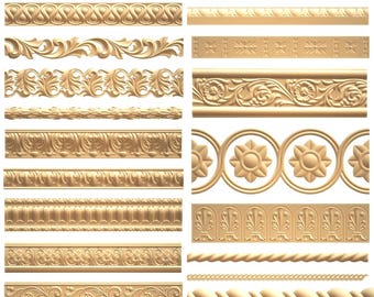 3D STL Models: 266 Pcs Baguette Borders, Moldings, Sills (Digital Product)
