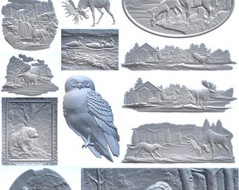 Hunting & Fishing 3D STL Models, CNC Carving Designs (130 Pcs) (Digital Product) - X022