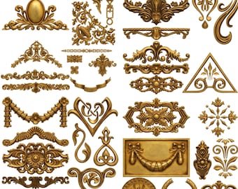 100 Baroque Ornament STL Pack CNC Relief Scroll Decor Vintage Carving 3D Models Furniture Applique Panel Engraving Files