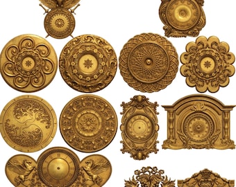 35 Pcs 3D Clock STL Files for CNC Carving and 3D Print, Custom Wall Clock Design Pack, Floral Cuckoo Mantel Relief Models for Artcam Aspire