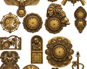 35 Pcs 3D Wall Clock STL Bundle for CNC Router and 3D Printing Decorative Clock Models Pack, Vintage Relief Wood Carving Artcam Aspire Files