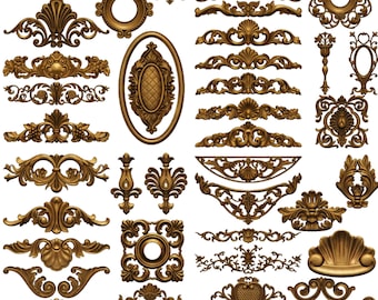 100 Baroque Ornament STL Pack CNC Decorative Borders Frames Medallions Relief Carving Furniture Panel Design Files