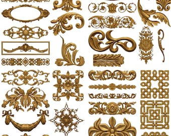100 Luxury Baroque Rococo STL CNC Files Ornamental Decor Relief 3D Models Furniture Carving Applique Vintage Design Pack