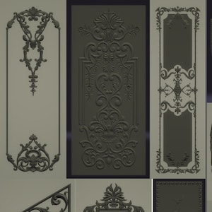 3D STL Models Frames and Carved Panels Picture frame 144 Pcs Deco for CNC Router Aspire Artcam Engraver Carving  Digital Product