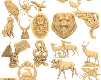 ANIMALS Big Collection 264 Pcs Relief 3D STL Models for cnc Router wood 3D Carving ArtCAM Aspire Vectric