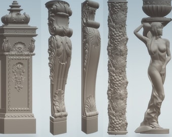 3D STL Models Pillars balusters fences 67 Pcs Deco for CNC Router Aspire Artcam  Engraver Carving 3D Design Digital Product 3