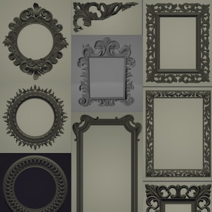 3D STL Models Unique Mirrors and Frames 100 Pcs Deco for CNC Router Aspire Artcam  Engraver Carving 3D Design Digital Product 1