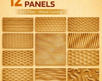 CNC Wood Carving 3D STL Files – 12 Decorative Relief Panels (Digital Download)
