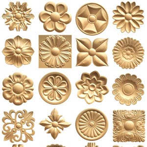 91 florale STL-Modelle für CNC-Fräsen, Rosenrelief-Schnitzdateien, 3D-Holzschnitzmuster, botanische Dekorationen (digitaler Download) Bild 3