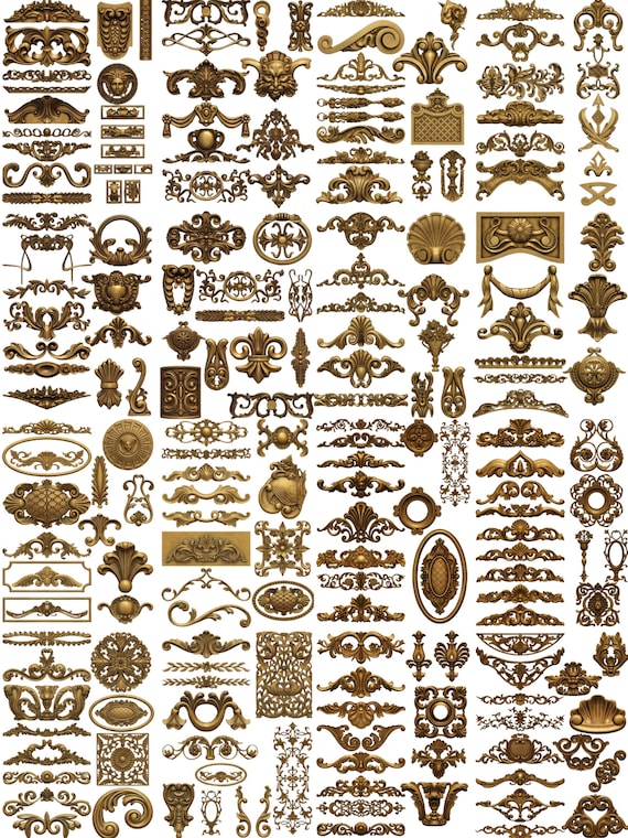 500 Baroque & Rococo Ornament STL Pack | CNC Relief Carving Files | Vintage Scroll Decor, Furniture Appliques, Wood Carving STL Bundle X551