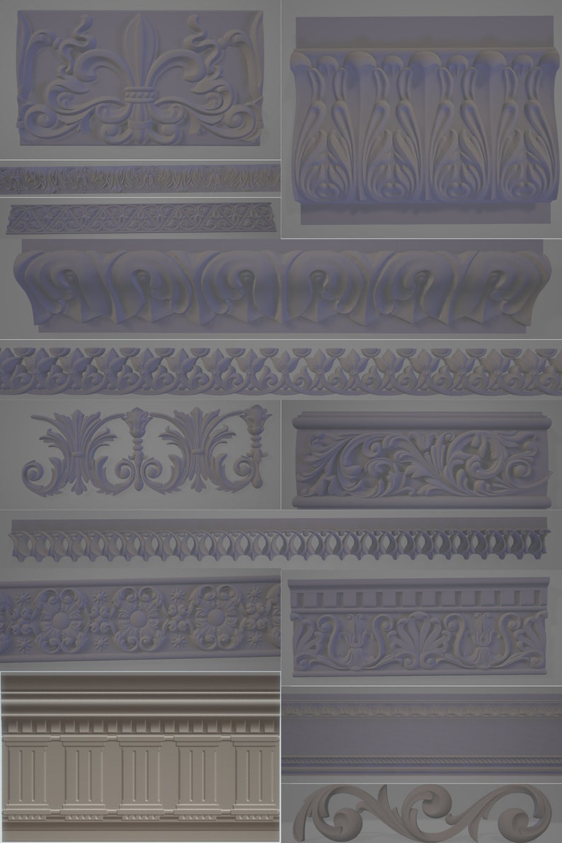 3D STL Models Baguette Borders Moldings Sills 166 Pcs Deco for CNC Router Aspire Artcam Engraver Carving Design Digital Product 2 image 4