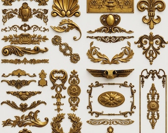 100 Rococo Baroque STL Files CNC Ornament Pack | Furniture Applique, Floral Reliefs, Vintage Decor, Wood Carving CNC Designs