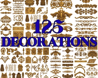 125 Pcs Ornate Moldings 3D STL Models for CNC Router, Decorative Carving Designs Bundle, Architectural Wall Decor Pack, Digital Download