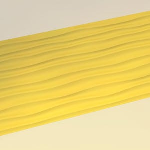 May include: A yellow, textured rectangular panel with a wavy pattern. The panel is set against a light beige background and a light blue background.