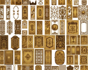 100 Decorative Panel STL Bundle for CNC Router and 3D Print Wall Molding Cabinet Door Ornament Models, Furniture Applique Plaster Mold Files