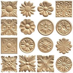 91 florale STL-Modelle für CNC-Fräsen, Rosenrelief-Schnitzdateien, 3D-Holzschnitzmuster, botanische Dekorationen (digitaler Download) Bild 4