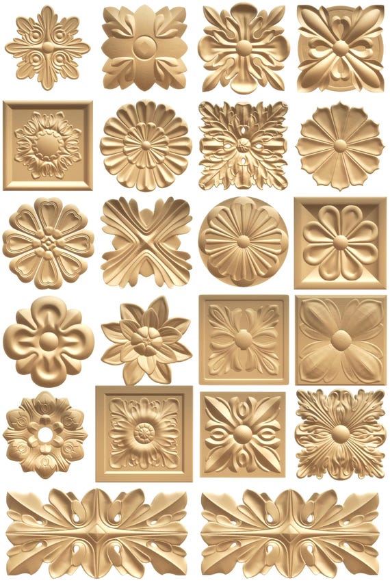 91 Floral STL Models for CNC Router, Rose Carving Relief Files, 3D Wood Carving Patterns, Botanical Decor Digital Download