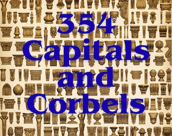 354 Pcs Architectural Column Capitals Corbels Brackets 3D STL Models for CNC Router, Pillars Pilasters Carving Bundle, Digital Download