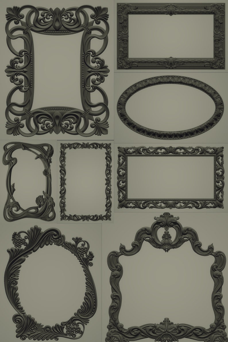 3D STL Models Unique Mirrors and Frames 100 Pcs Deco for CNC Router ...